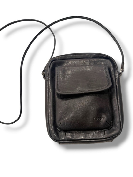 Fossil Handbags - Fossil Black Leather Organizer Crossbody Bag Vintage